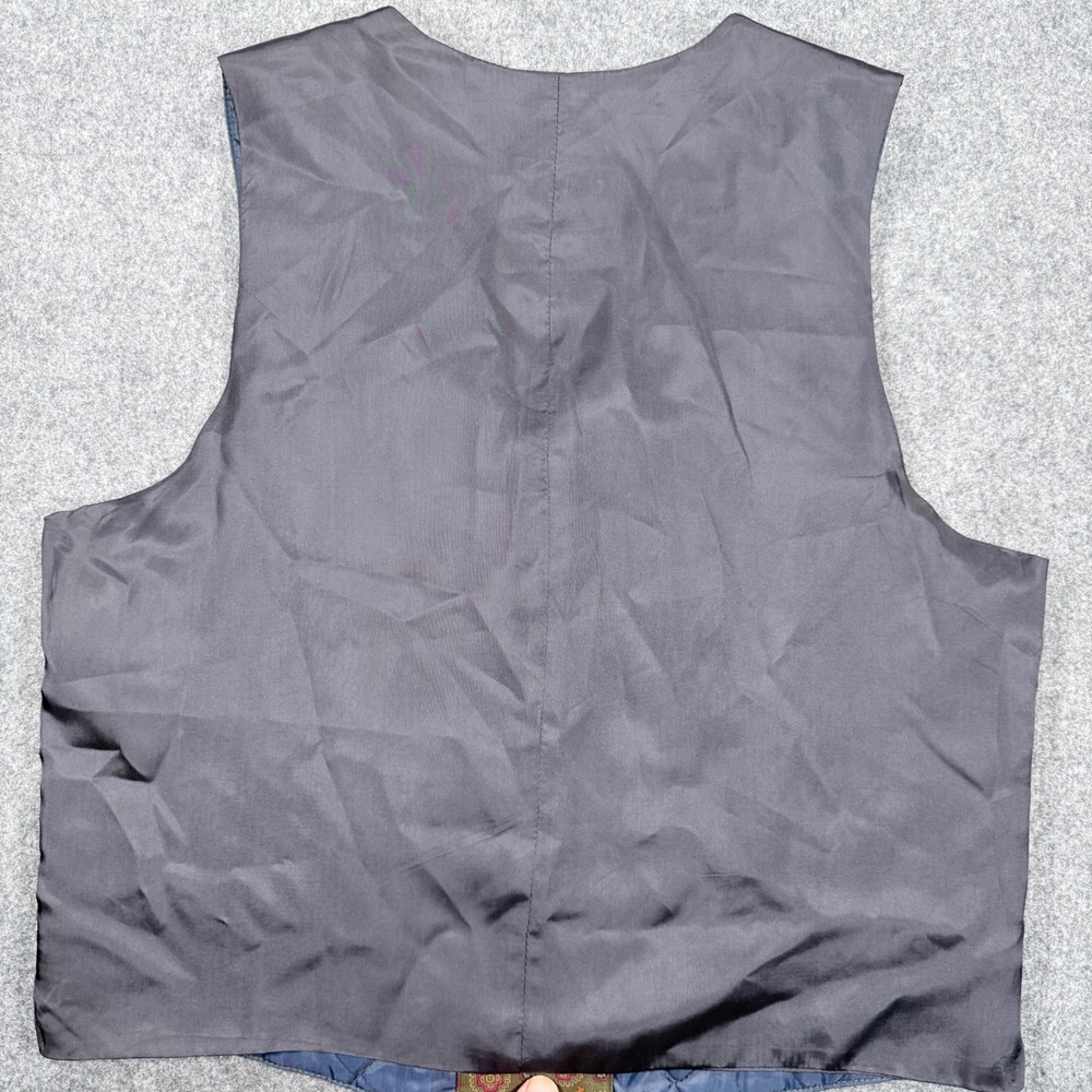Johnny Lambs Milano Mens XL 52 Olive Green Medallion Quilted Lining Vest - Picture 6 of 8